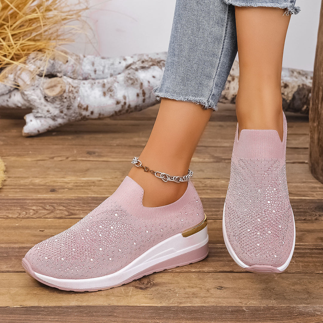 Dame Glitrende Slip-On Sneakers med behagelig sål og elastisk overdel Stilla