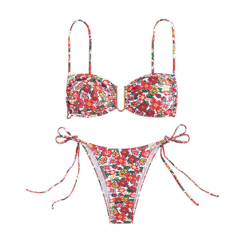 Dame blomsterprint justerbare bikini-sæt Stilla