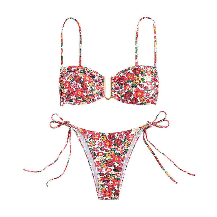 Dame blomsterprint justerbare bikini-sæt Stilla