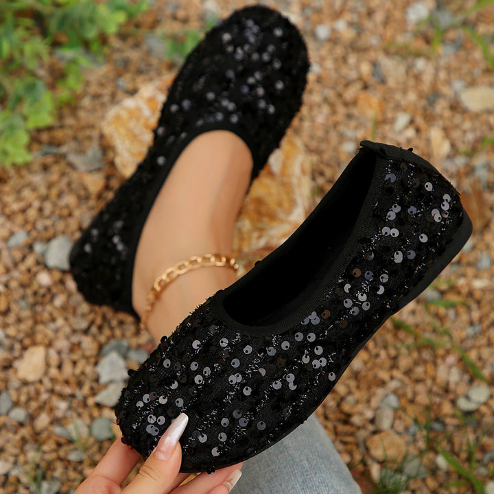 Dame Glamourøse Ballerinas med funklende strass- og pailletdekorationer Stilla