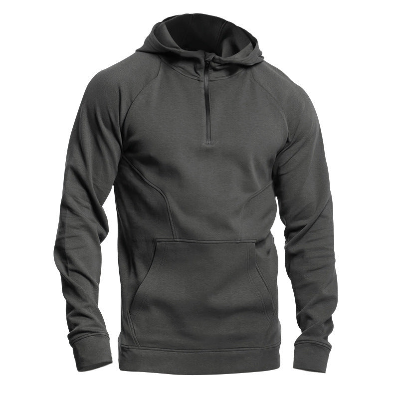 Herrer sports sweatshirts med halv lynlås og kængurulomme Stilla