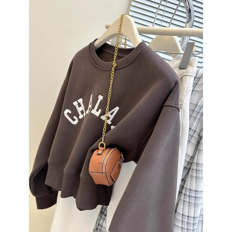 Kvinder Cropped Sweatshirt med broderede detaljer Stilla