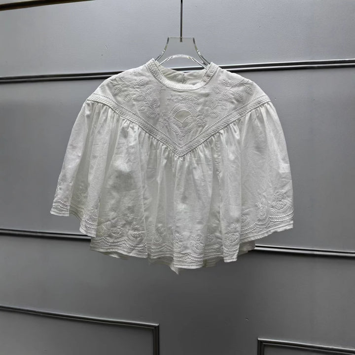 Dame volantskirt med detaljeret broderi og elastisk bæltedel Stilla