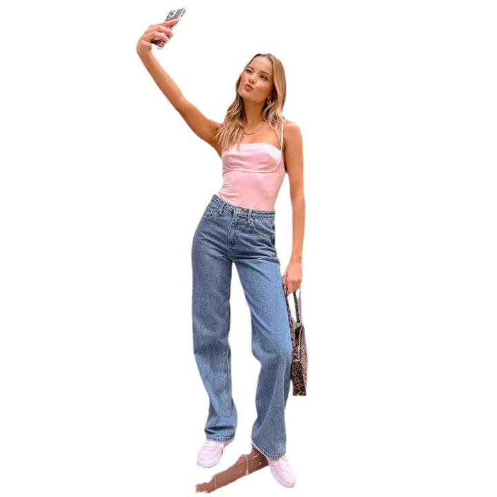 Dame Bred beskåret jeans med høj talje og moderne design Stilla
