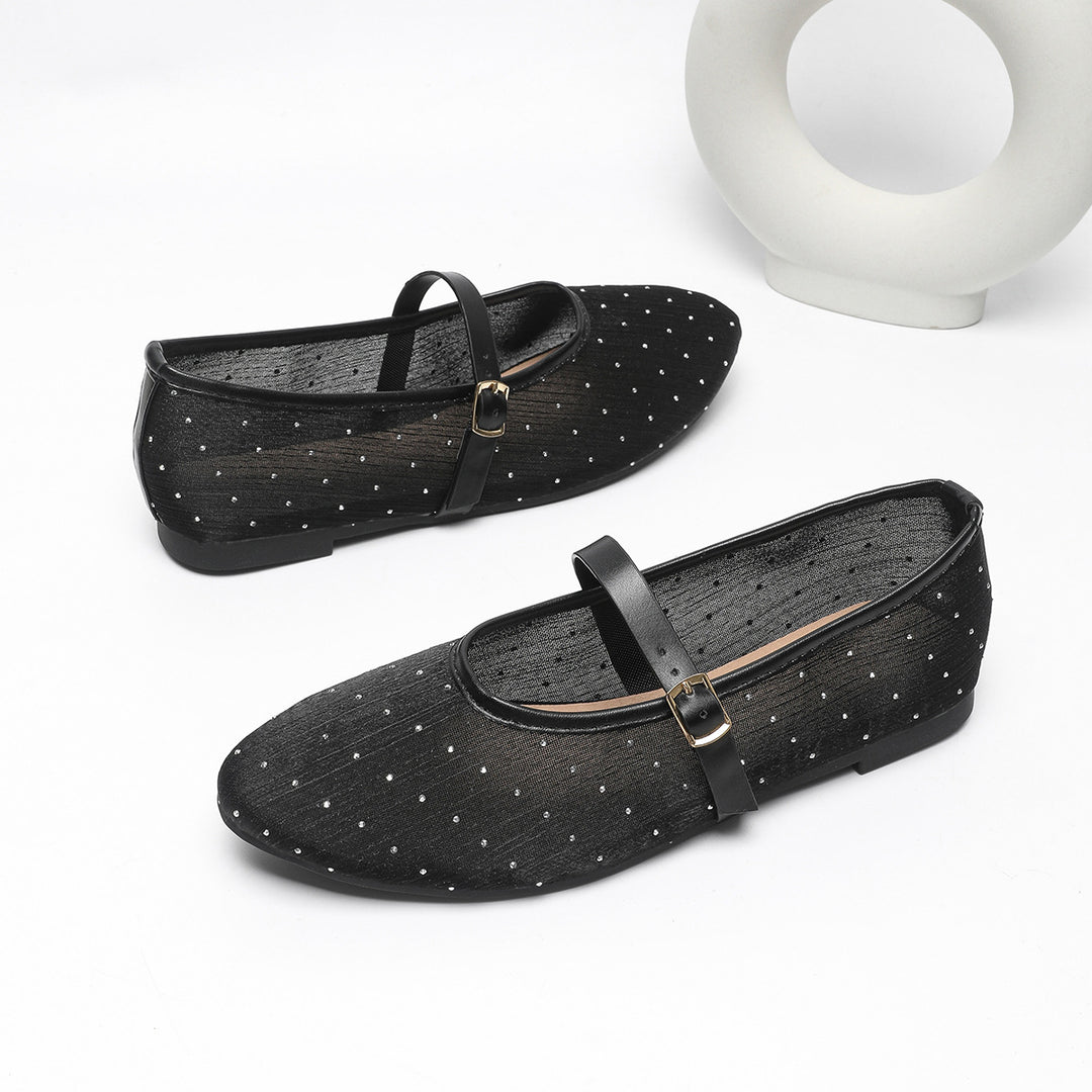 Dame ballerinaer med elegant rem og glitrende accenter Stilla