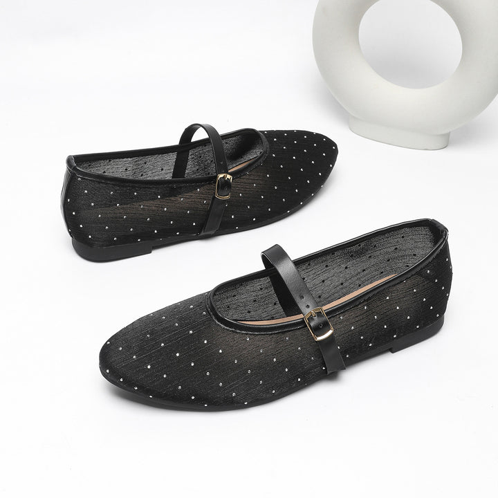 Dame ballerinaer med elegant rem og glitrende accenter Stilla