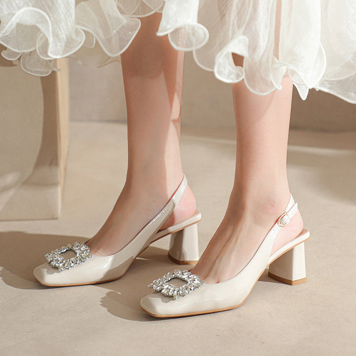 Damens Slingback Blokhæle Pumps med glitrende dekoration Stilla