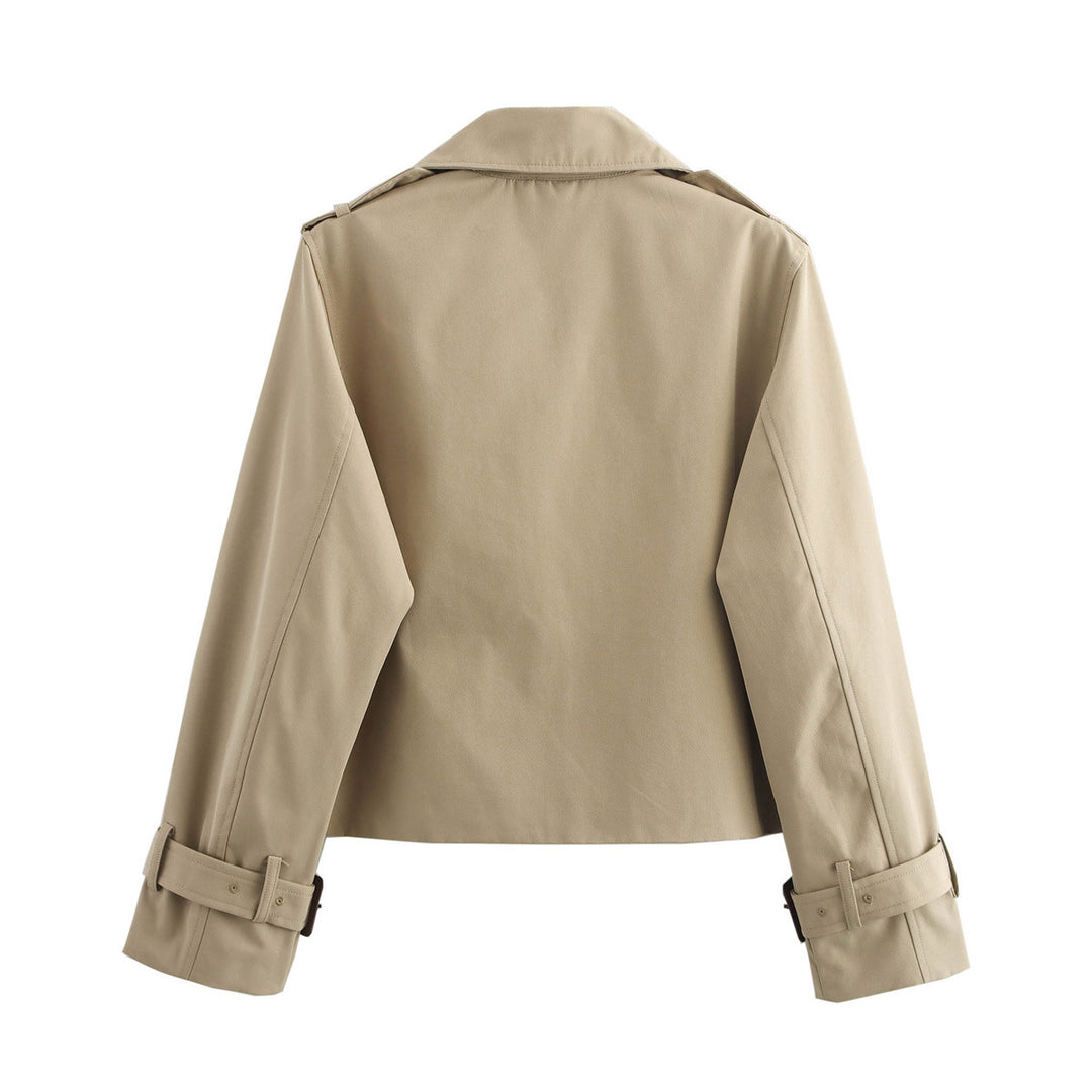 Dames fashionable cropped overgangsjakke med bred krave Stilla