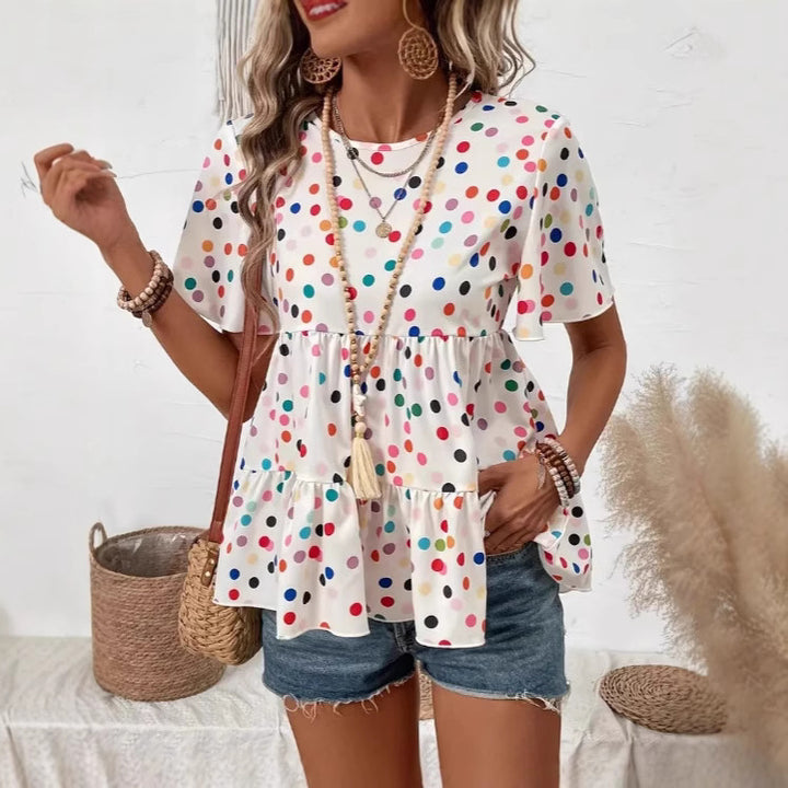 Dame Floral Peplum Bluse Stilla