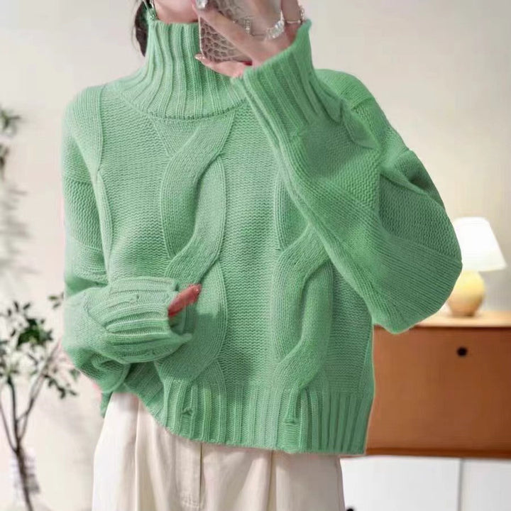 Femme Chunky Strikpullover med høj hals Stilla