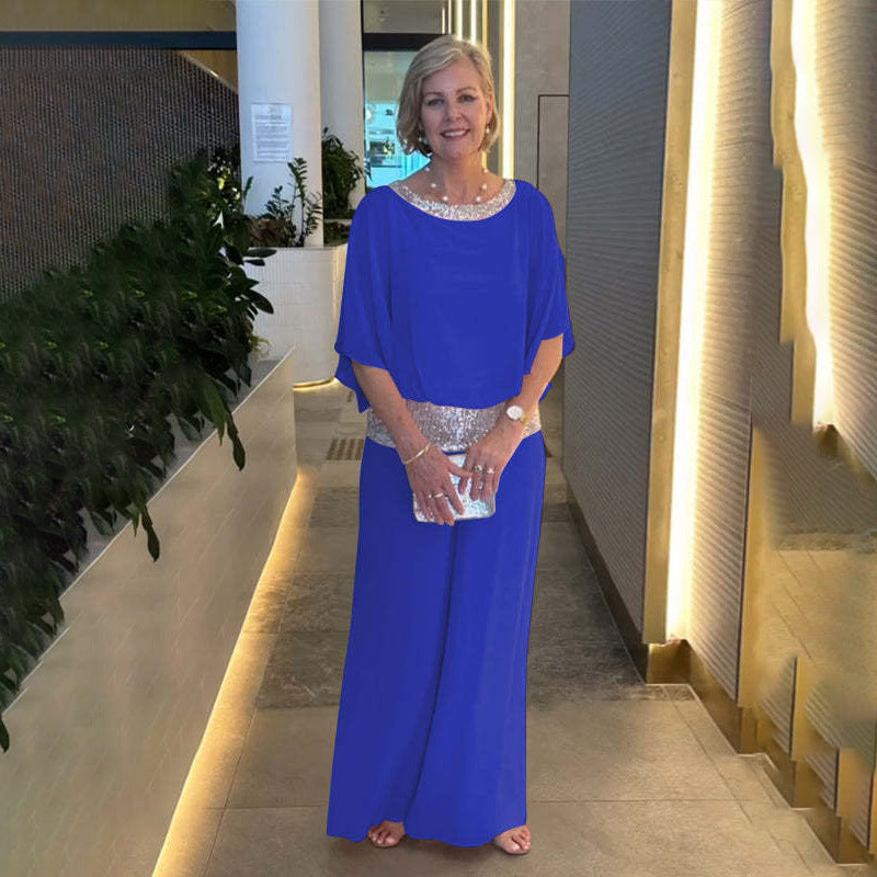 Dame elegant jumpsuit med skinnende bælte Stilla