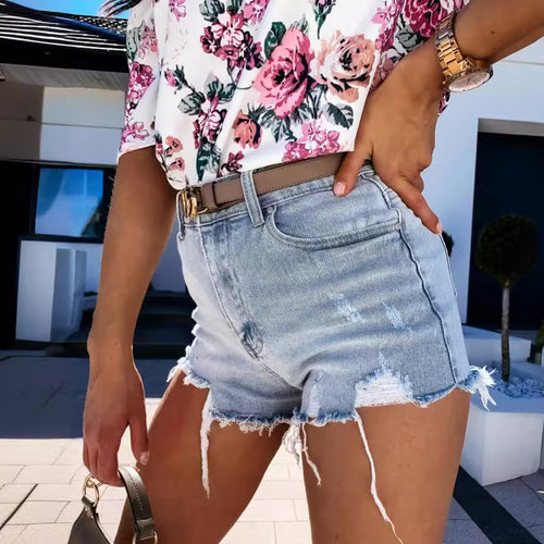 Dame jeans shorts med frynset afslutning og afslappet pasform Stilla
