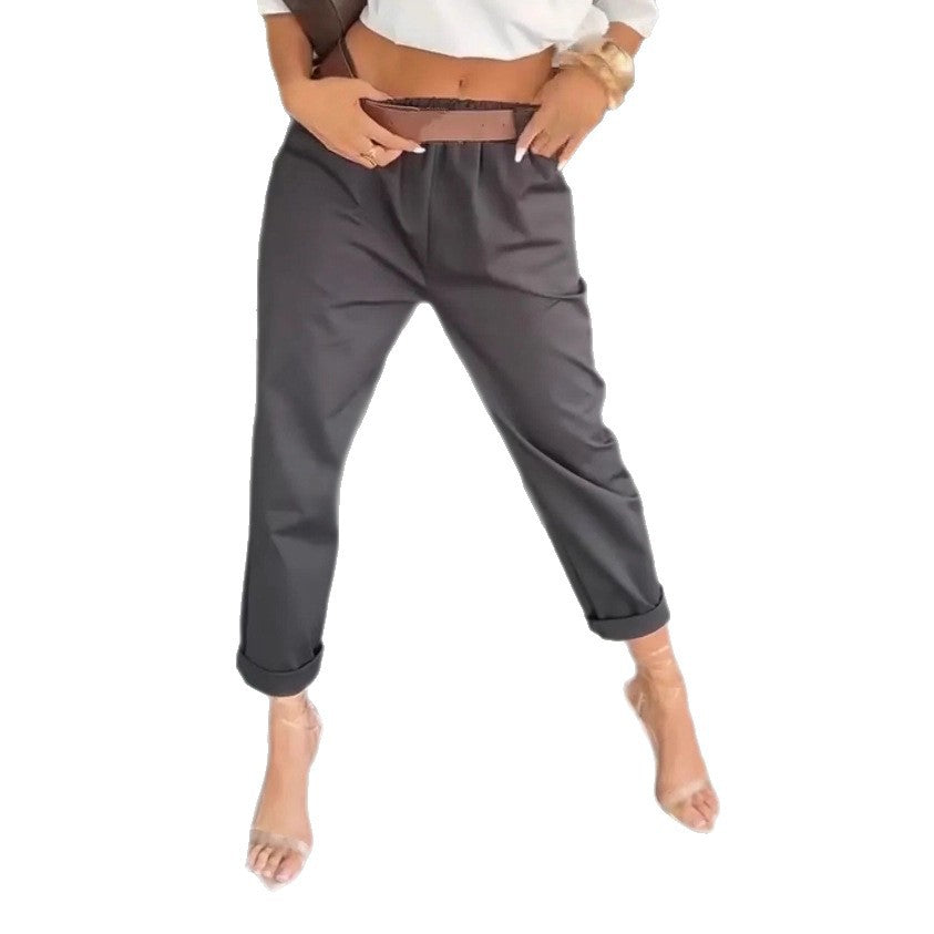 Kvinder moderne chino bukser med elastisk talje og bred ben Stilla