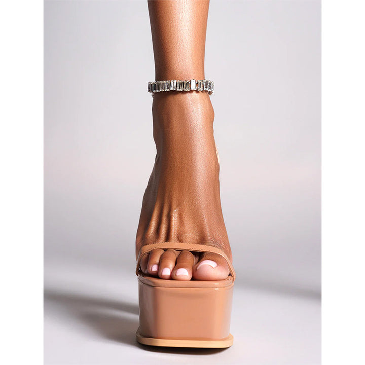 Femme Højglans Plattform-Slide-Sandaler Stilla