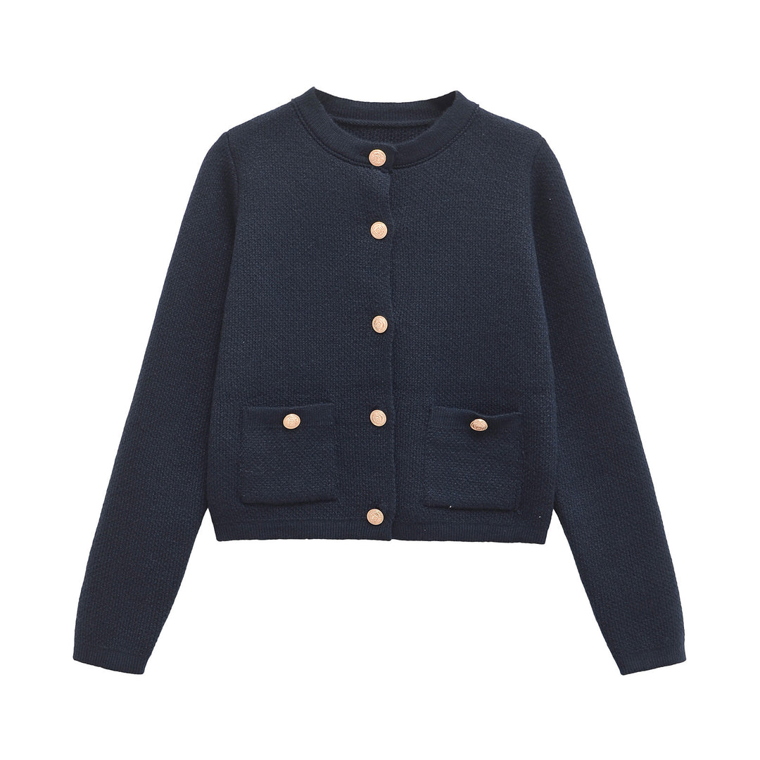 Femme Klassisk Button-Up Cardigan med funktionelle lommer Stilla