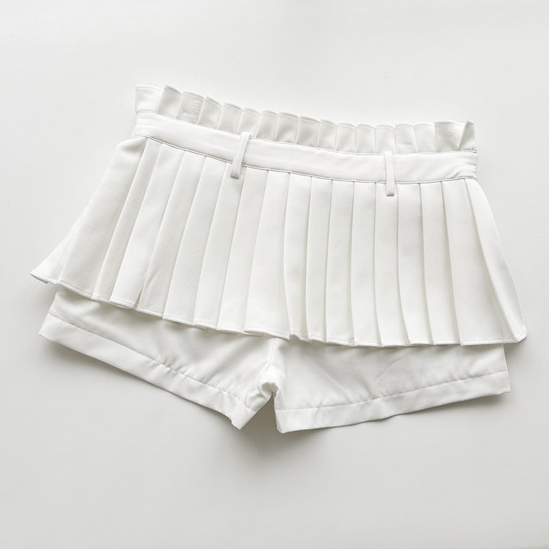 Dame Plissé-shorts med integreret underkjole og elastisk talje Stilla
