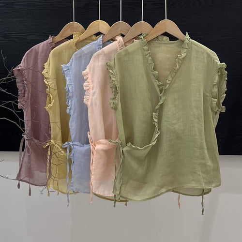 Femme Blød Rynke Indpakningsbluse Stilla