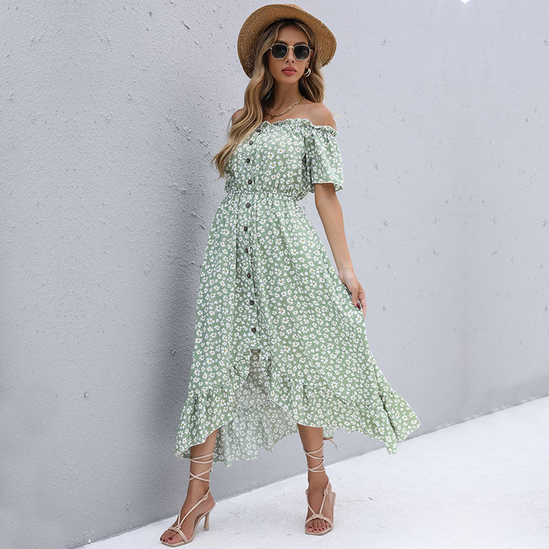 Dame Off-Shoulder Volant Maxi Kjole Stilla