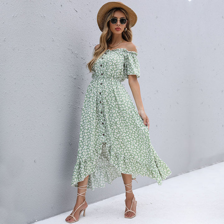 Dame Off-Shoulder Volant Maxi Kjole Stilla