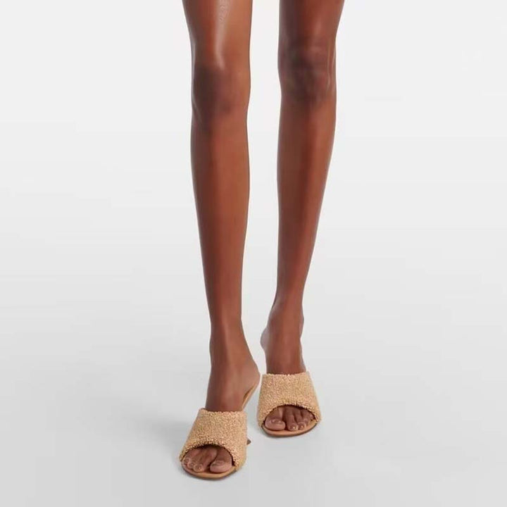 Femme Teksturerede Åbne Tå Slide Sandaler Stilla