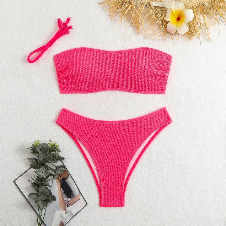 Dame Bandeau-bikini-sæt med struktureret top og klassisk snit Stilla