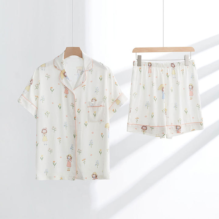 Dame Pyjama-sæt med legende bjørnemønster og åndbart materiale Stilla