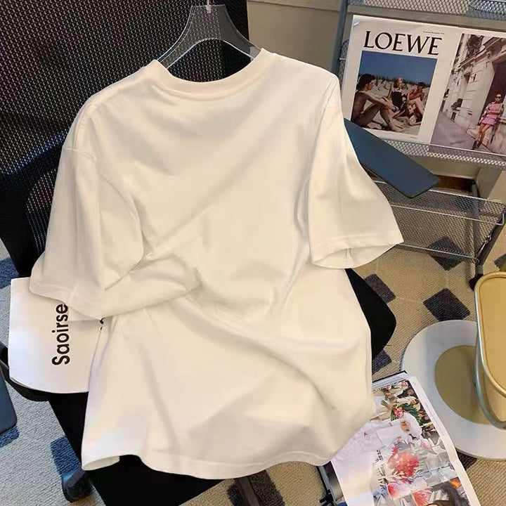 Dame T-shirt med kunstnerisk bjørn motiver og afslappet snit Stilla