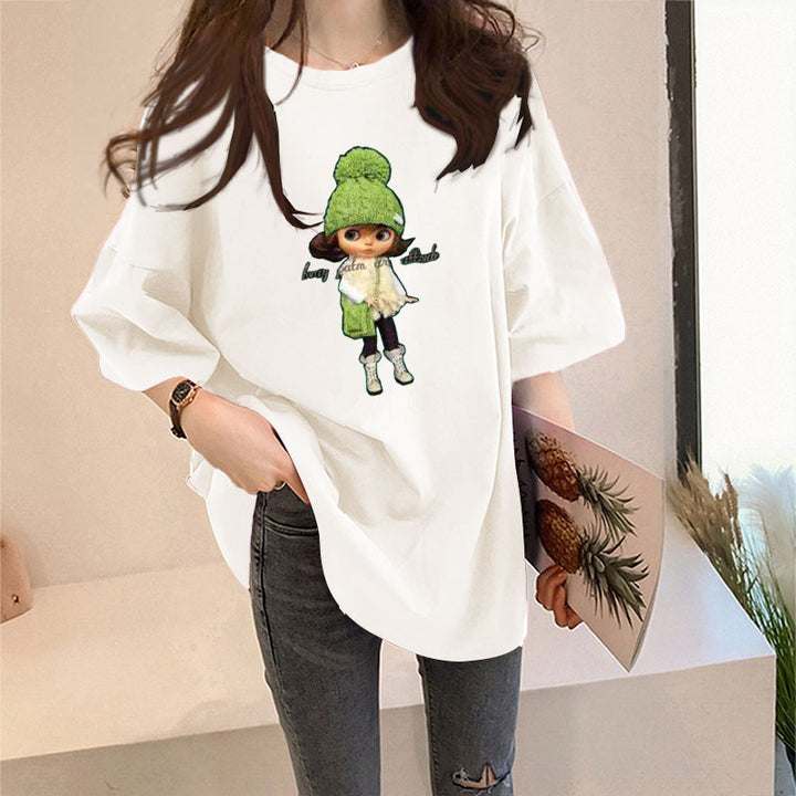 Dame T-shirt med kreativt grafikdesign Stilla