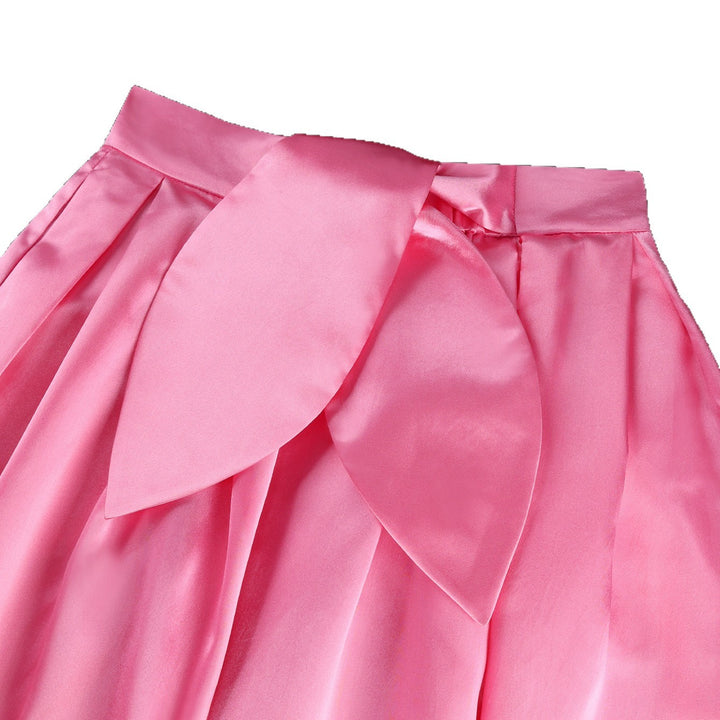 Dame Elegant Satin-nederdel med bredtalje og bånd-detalje Skovae