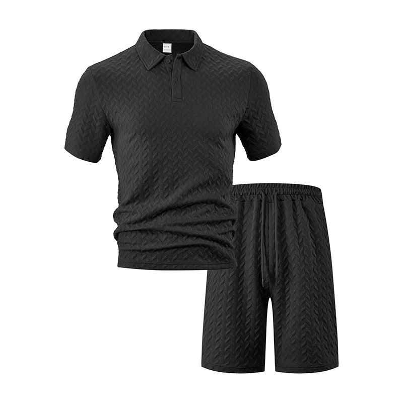 Herre Polo-Shorts-Sæt lavet af åndbart strukturmateriale med moderne design Stilla