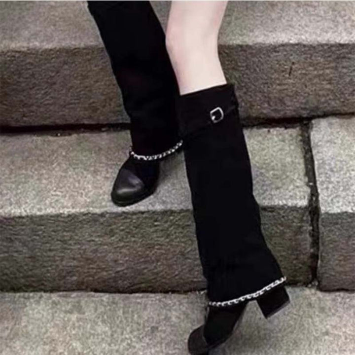 Dame Stilfulde Slippers Over-knæ Støvler med Kæde-detail Stilla