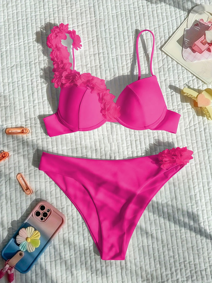 Dame bikini sæt med blomsterdesign og polstret top Skovae
