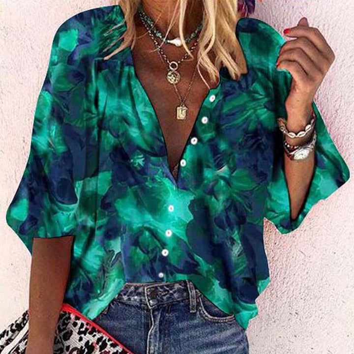 Dame Kreativ Oversized Bluse T-shirt med blomsterdesign Stilla