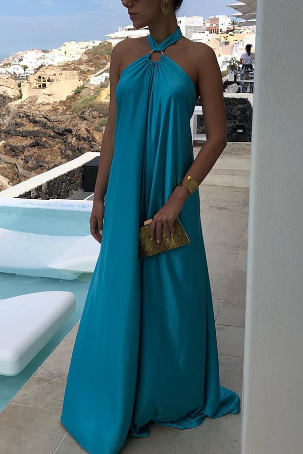 Stilla | Ring Halter Neck Rygløs Maxi Kjole