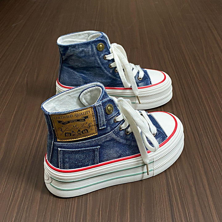 Dame højformat sneakers med moderigtige plateau sål og robust canvas-materiale Stilla