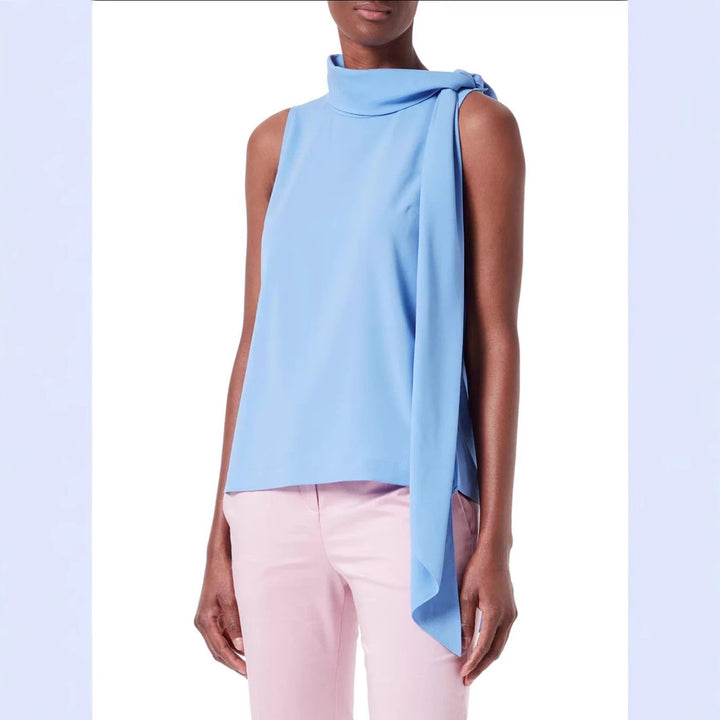 Dame Elegant skåret Top med asymmetrisk sløjfedetalje Stilla