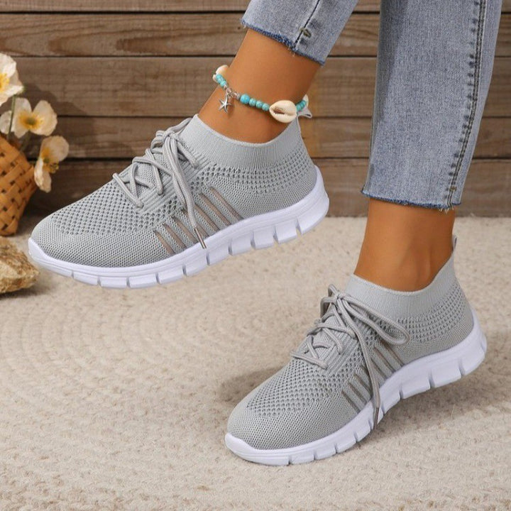 Dame åndbare sneakers med elastisk strikket overdel og skridsikker sål Stilla