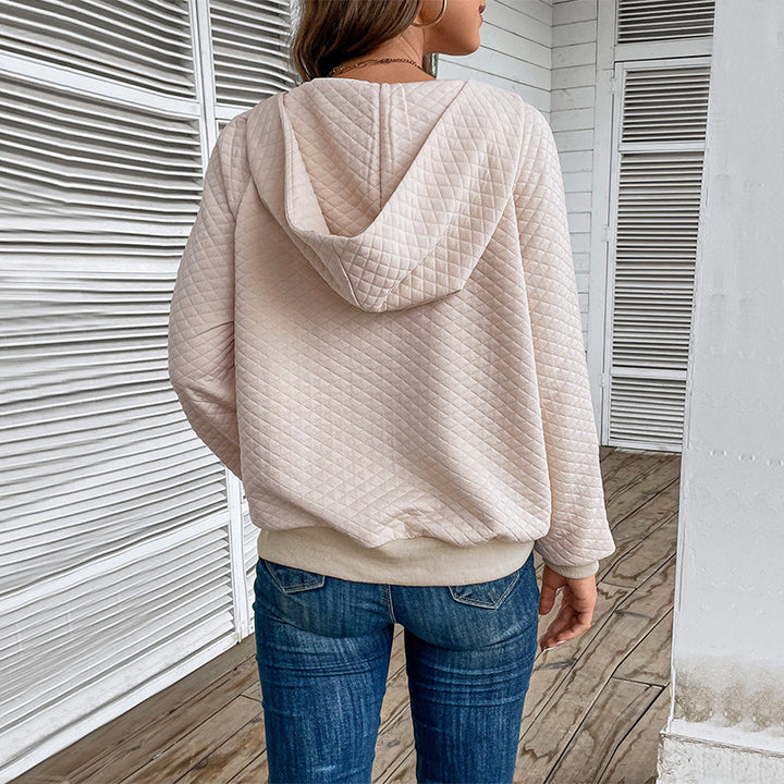 Dame trendy zip sweatshirts med lynlås og piqué mønster Stilla