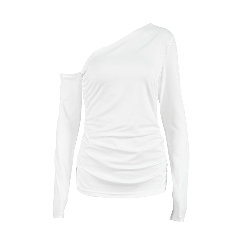 Dame asymmetrisk top med ét skulderdesign og elegant rynkning Stilla