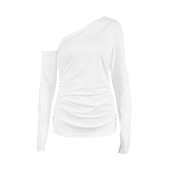 Dame asymmetrisk top med ét skulderdesign og elegant rynkning Stilla