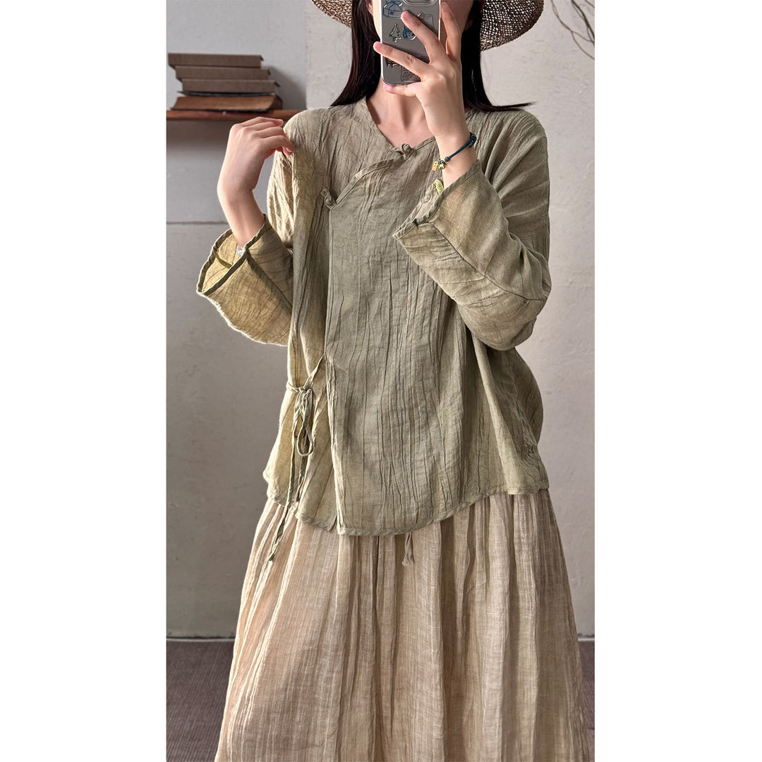 Femme Tekstureret Casual Knap-Top Stilla