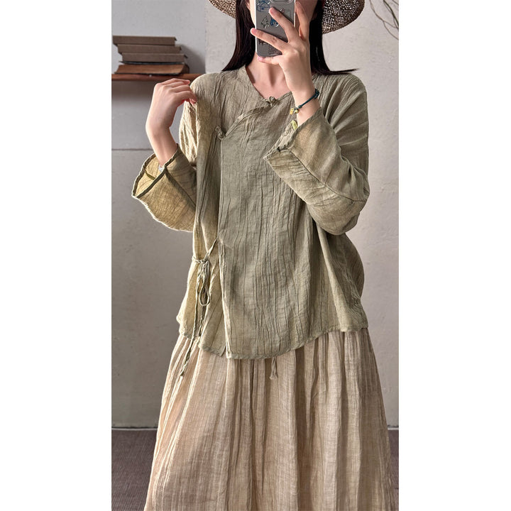 Femme Tekstureret Casual Knap-Top Stilla