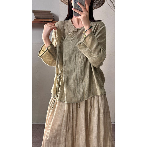 Femme Tekstureret Casual Knap-Top Stilla