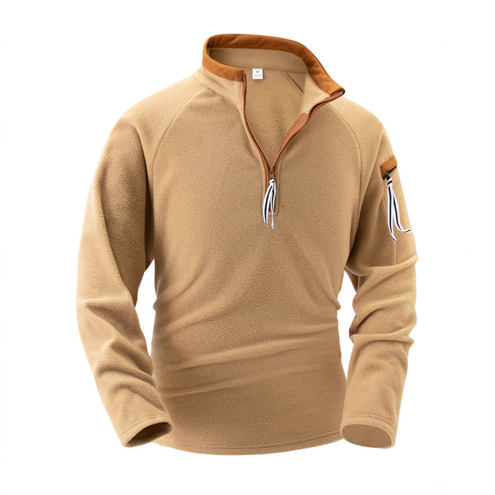 Herrer fleece-pullover med høj krave og lynlås Stilla