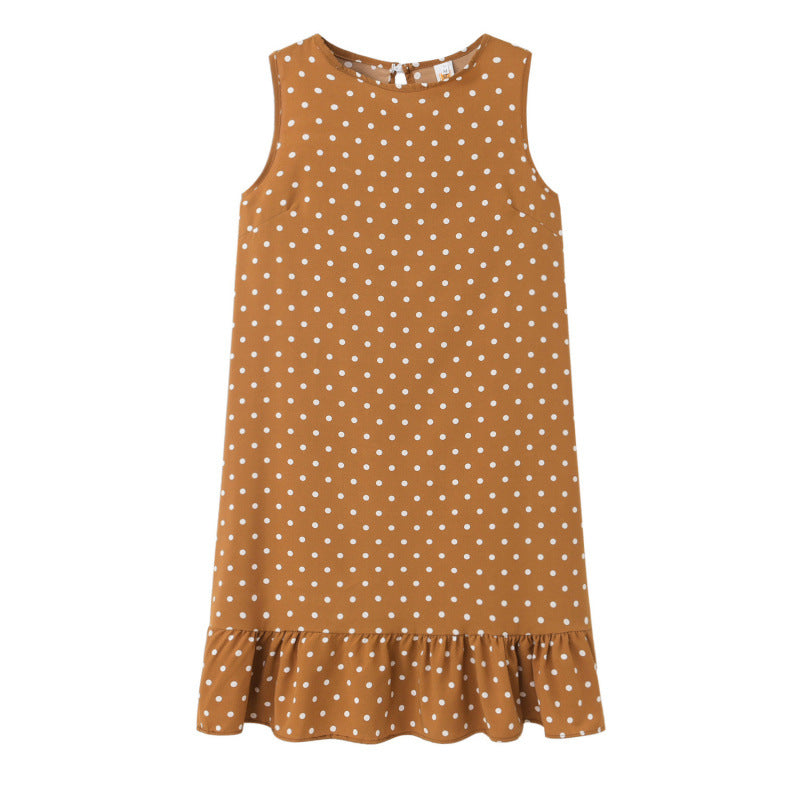 Femme Leges Polka Dot Shift Kjole med Flæsekant Stilla