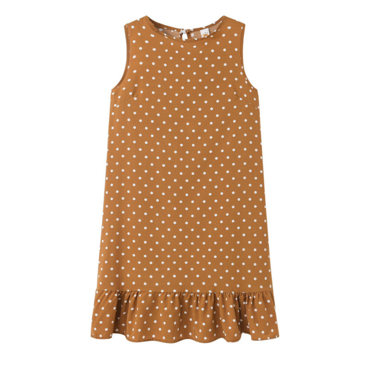 Femme Leges Polka Dot Shift Kjole med Flæsekant Stilla