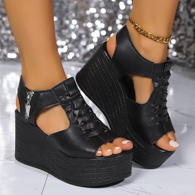 Dame Wedge-sandaler med moderne cut-out-design og eksklusiv snørelukning Stilla