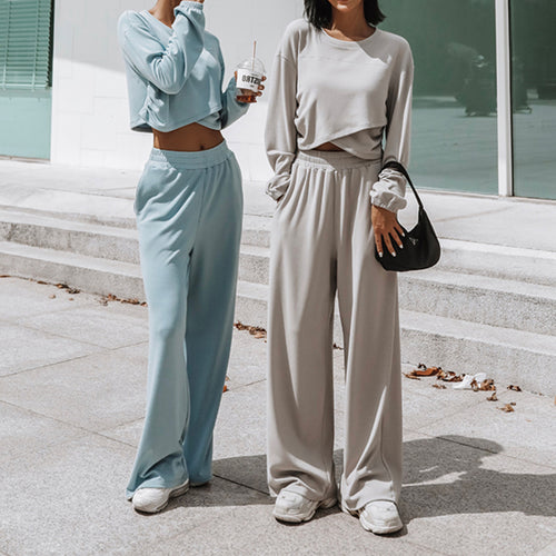 Dame afslappet sæt bestående af cropped top og vidde bukser Stilla