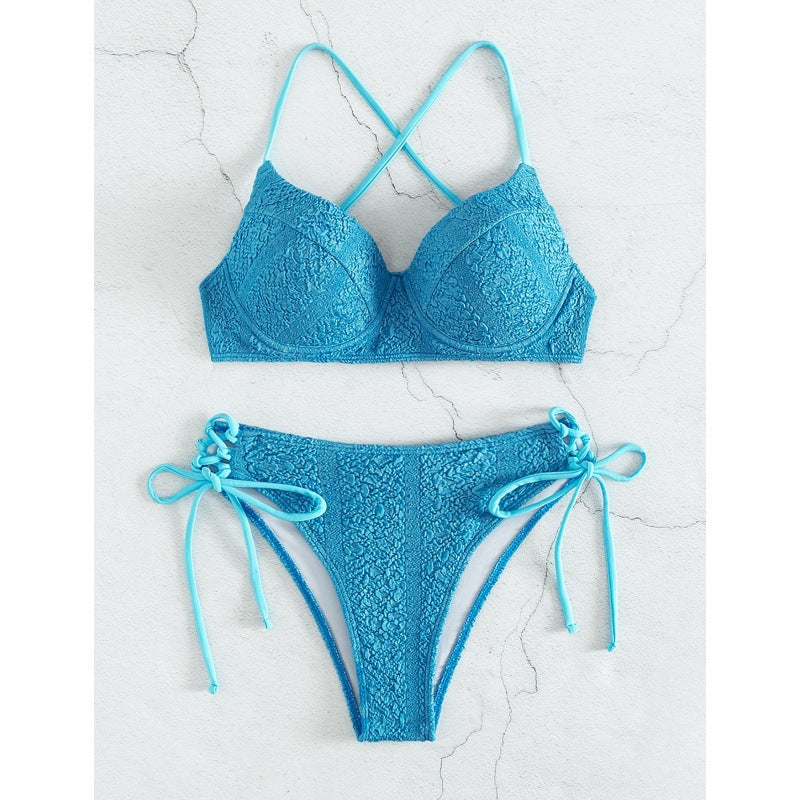 Dame Spidsbesat BH og Højskåret Bikini Sæt Stilla
