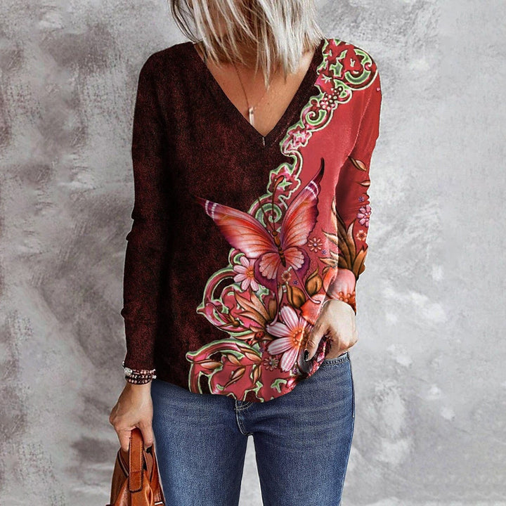 Stilla | Elegant Sommerfugltryk Fashionable Tee